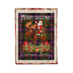 Personalized Gift Plaid Tartan Blanket Clan Cochrane With Moose Lover Xmas Gift Santa Riding Christmas Fleece Blanket