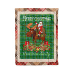 Personalized Gift Plaid Tartan Blanket Clan Cranstoun With Moose Lover Xmas Gift Santa Riding Christmas Fleece Blanket
