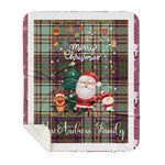 Personalized Gift Tartan Plaid Blanket Clan MacAndrew With Funny Santa Snowman Reindeer Merry Christmas Gift Sherpa Blanket, blue plaid sherpa blanket,blue tartan sherpa blanket,Buchan,buffalo plaid sherpa blanket,christmas sherpa blanket,Christmas Throw Blanket