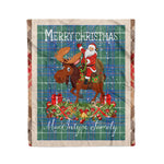 Personalized Gift Plaid Tartan Blanket Clan MacIntyre Hunting Ancient With Moose Lover Xmas Gift Santa Riding Christmas Fleece Blanket