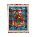 Personalized Gift Plaid Tartan Blanket Clan Maule Ancient With Moose Lover Xmas Gift Santa Riding Christmas Fleece Blanket