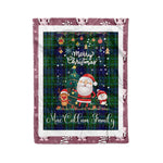 Personalized Gift Tartan Plaid Blanket Clan MacCallum With Funny Santa Snowman Reindeer Merry Christmas Fleece Blanket, Home Living Room, Plaid Blanket, Tartan Blanket, Scottish Blanket, Buffalo fleece blanket, Christmas Blanket