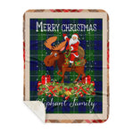 Personalized Gift Plaid Tartan Blanket Clan Oliphant Modern With Moose Lover Xmas Gift Santa Riding Buffalo Plaid Christmas Sherpa Blanket
