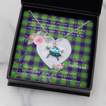 Sea Turtle Necklace Gift for My Beautiful Girlfriend Valentines Necklace Clan Colville Tartan Blue Turtle Necklace