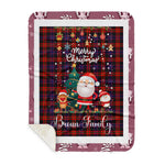 Personalized Gift Tartan Plaid Blanket Clan Broun With Funny Santa Snowman Reindeer Merry Christmas Gift Sherpa Blanket, blue plaid sherpa blanket,blue tartan sherpa blanket,Buchan,buffalo plaid sherpa blanket,christmas sherpa blanket,Christmas Throw Blanket