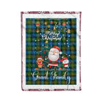 Personalized Gift Tartan Plaid Blanket Clan Grant Hunting With Funny Santa Snowman Reindeer Merry Christmas Fleece Blanket, Christmas Blanket, Plaid Blanket, Tartan Blanket,Scottish Blanket