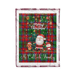 Personalized Gift Tartan Plaid Blanket Clan McCulloch With Funny Santa Snowman Reindeer Merry Christmas Fleece Blanket, Home Living Room, Plaid Blanket, Tartan Blanket, Scottish Blanket, Buffalo fleece blanket, Christmas Blanket