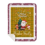 Personalized Gift Tartan Plaid Blanket Clan Houston With Funny Santa Snowman Reindeer Merry Christmas Gift Sherpa Blanket, blue plaid sherpa blanket,blue tartan sherpa blanket,Buchan,buffalo plaid sherpa blanket,christmas sherpa blanket,Christmas Throw Blanket