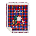 Personalized Gift Tartan Plaid Blanket Clan Anstruther With Funny Santa Snowman Reindeer Merry Christmas Gift Sherpa Blanket, blue plaid sherpa blanket,blue tartan sherpa blanket,Buchan,buffalo plaid sherpa blanket,christmas sherpa blanket,Christmas Throw Blanket
