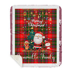 Personalized Gift Tartan Plaid Blanket Clan Somerville With Funny Santa Snowman Reindeer Merry Christmas Gift Sherpa Blanket, blue plaid sherpa blanket,blue tartan sherpa blanket,Buchan,buffalo plaid sherpa blanket,christmas sherpa blanket,Christmas Throw Blanket