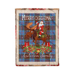 Personalized Gift Plaid Tartan Blanket Clan Anderson Modern With Moose Lover Xmas Gift Santa Riding Christmas Fleece Blanket