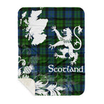 Sherpa Blanket - Tartan Blanket Thistle and Lion Scottish Clan MacKie Plaid Blanket, plaid sherpa blanket queen,purple sherpa blanket,queen sherpa blanket,queen size sherpa blanket,red sherpa blanket,scottish tartan blankets,sherpa blanket,sherpa christmas blanket