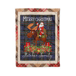 Personalized Gift Plaid Tartan Blanket Clan Fletcher of Dunans With Moose Lover Xmas Gift Santa Riding Christmas Fleece Blanket