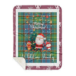 Personalized Gift Tartan Plaid Blanket Clan Whitelaw With Funny Santa Snowman Reindeer Merry Christmas Gift Sherpa Blanket, blue plaid sherpa blanket,blue tartan sherpa blanket,Buchan,buffalo plaid sherpa blanket,christmas sherpa blanket,Christmas Throw Blanket