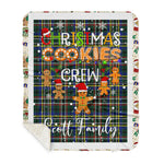 Personalized Gift Tartan Plaid Blanket Clan Scott Green Modern With Christmas Cookie Baking Crew Christmas Gift Sherpa Blanket, tartan sherpa blanket,buffalo plaid sherpa blanket,christmas sherpa blanket,Christmas Throw Blanket,green plaid sherpa blanket,green sherpa blanket