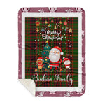 Personalized Gift Tartan Plaid Blanket Clan Buchan With Funny Santa Snowman Reindeer Merry Christmas Gift Sherpa Blanket, blue plaid sherpa blanket,blue tartan sherpa blanket,Buchan,buffalo plaid sherpa blanket,christmas sherpa blanket,Christmas Throw Blanket