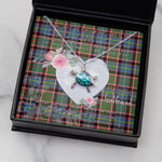 Sea Turtle Necklace Gift for My Beautiful Girlfriend Valentines Necklace Clan Glass Tartan Blue Turtle Necklace