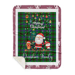 Personalized Gift Tartan Plaid Blanket Clan Davidson Modern With Funny Santa Snowman Reindeer Merry Christmas Gift Sherpa Blanket, blue plaid sherpa blanket,blue tartan sherpa blanket,Buchan,buffalo plaid sherpa blanket,christmas sherpa blanket,Christmas Throw Blanket