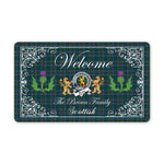 Scotstee Shop - Doormat - Welcome Mat Scottish Clan Badge Broun Modern Tartan Door Mat, Plaid Doormat With Thistle and Two Lion Scottish