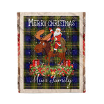 Personalized Gift Plaid Tartan Blanket Clan Muir With Moose Lover Xmas Gift Santa Riding Christmas Fleece Blanket