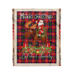 Personalized Gift Plaid Tartan Blanket Clan Belshes With Moose Lover Xmas Gift Santa Riding Christmas Fleece Blanket