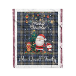 Personalized Gift Tartan Plaid Blanket Clan MacDowall With Funny Santa Snowman Reindeer Merry Christmas Fleece Blanket, Home Living Room, Plaid Blanket, Tartan Blanket, Scottish Blanket, Buffalo fleece blanket, Christmas Blanket