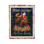 Personalized Gift Plaid Tartan Blanket Clan MacEwan With Moose Lover Xmas Gift Santa Riding Christmas Fleece Blanket