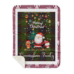 Personalized Gift Tartan Plaid Blanket Clan Cunningham Hunting With Funny Santa Snowman Reindeer Merry Christmas Gift Sherpa Blanket, blue plaid sherpa blanket,blue tartan sherpa blanket,Buchan,buffalo plaid sherpa blanket,christmas sherpa blanket,Christmas Throw Blanket