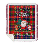 Personalized Gift Tartan Plaid Blanket Clan MacPherson With Funny Santa Snowman Reindeer Merry Christmas Gift Sherpa Blanket, blue plaid sherpa blanket,blue tartan sherpa blanket,Buchan,buffalo plaid sherpa blanket,christmas sherpa blanket,Christmas Throw Blanket
