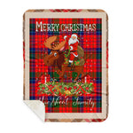 Personalized Gift Plaid Tartan Blanket Clan MacNicol With Moose Lover Xmas Gift Santa Riding Plaid Christmas Sherpa Blanket