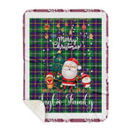 Personalized Gift Tartan Plaid Blanket Clan Inglis Modern With Funny Santa Snowman Reindeer Merry Christmas Gift Sherpa Blanket, blue plaid sherpa blanket,blue tartan sherpa blanket,Buchan,buffalo plaid sherpa blanket,christmas sherpa blanket,Christmas Throw Blanket