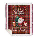 Personalized Gift Tartan Plaid Blanket Clan Innes of Moray With Funny Santa Snowman Reindeer Merry Christmas Gift Sherpa Blanket, blue plaid sherpa blanket,blue tartan sherpa blanket,Buchan,buffalo plaid sherpa blanket,christmas sherpa blanket,Christmas Throw Blanket