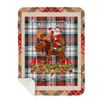 Personalized Gift Plaid Tartan Blanket Clan MacDuff Dress Modern With Moose Lover Xmas Gift Santa Riding Buffalo Plaid Christmas Sherpa Blanket