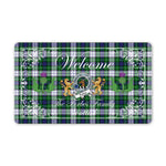 Doormat - Welcome Mat Scottish Clan Badge Forbes Dress Tartan Door Mat, Plaid Doormat With Thistle and Two Lion Scottish
