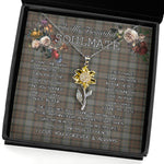 To My Beautiful Soulmate Sunflower Necklace In Your Eyes I Have Found My Home Clan Outlander Fraser Tartan Jewelry For Girlfriend, Tartan Sunflower Pendant Necklace, Scottish Tartan Jewelry, valentine necklace, necklace girlfriend, necklace for wife, cute necklaces for girlfriend, jewelry for girlfriend, to my soulmate necklace, to my future wife necklace