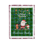 Personalized Gift Tartan Plaid Blanket Clan Henderson Ancient With Funny Santa Snowman Reindeer Merry Christmas Fleece Blanket, Christmas Blanket, Plaid Blanket, Tartan Blanket,Scottish Blanket