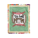Scotstee Shop - Fleece Blanket - Ball Mom Mother's Day Teeball Mom Leopard Mother Day Gifts Fleece Blanket