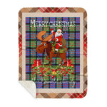 Personalized Gift Plaid Tartan Blanket Clan MacDonald Ancient With Moose Lover Xmas Gift Santa Riding Buffalo Plaid Christmas Sherpa Blanket - Sherpa Blanket
