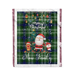 Personalized Gift Tartan Plaid Blanket Clan Mow With Funny Santa Snowman Reindeer Merry Christmas Fleece Blanket, Home Living Room, Plaid Blanket, Tartan Blanket, Scottish Blanket, Buffalo fleece blanket, Christmas Blanket