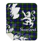 Sherpa Blanket - Tartan Blanket Thistle and Lion Scottish Clan MacEwen Plaid Blanket, plaid sherpa blanket queen,purple sherpa blanket,queen sherpa blanket,queen size sherpa blanket,red sherpa blanket,scottish tartan blankets,sherpa blanket,sherpa christmas blanket