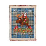 Personalized Gift Plaid Tartan Blanket Clan Napier Ancient With Moose Lover Xmas Gift Santa Riding Christmas Fleece Blanket
