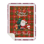 Personalized Gift Tartan Plaid Blanket Clan Bruce With Funny Santa Snowman Reindeer Merry Christmas Gift Sherpa Blanket, blue plaid sherpa blanket,blue tartan sherpa blanket,Buchan,buffalo plaid sherpa blanket,christmas sherpa blanket,Christmas Throw Blanket