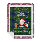Personalized Gift Tartan Plaid Blanket Clan Montgomery Modern With Funny Santa Snowman Reindeer Merry Christmas Gift Sherpa Blanket, blue plaid sherpa blanket,blue tartan sherpa blanket,Buchan,buffalo plaid sherpa blanket,christmas sherpa blanket,Christmas Throw Blanket