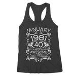 40 Years Old Gifts Vintage January 1981 40th Birthday Gift Women's Tank Top - Scotstee Shop