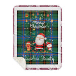Personalized Gift Tartan Plaid Blanket Clan Davidson Ancient With Funny Santa Snowman Reindeer Merry Christmas Gift Sherpa Blanket, blue plaid sherpa blanket,blue tartan sherpa blanket,Buchan,buffalo plaid sherpa blanket,christmas sherpa blanket,Christmas Throw Blanket