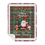 Personalized Gift Tartan Plaid Blanket Clan Shaw Green Modern With Funny Santa Snowman Reindeer Merry Christmas Gift Sherpa Blanket, blue plaid sherpa blanket,blue tartan sherpa blanket,Buchan,buffalo plaid sherpa blanket,christmas sherpa blanket,Christmas Throw Blanket