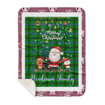 Personalized Gift Tartan Plaid Blanket Clan Henderson Ancient With Funny Santa Snowman Reindeer Merry Christmas Gift Sherpa Blanket, blue plaid sherpa blanket,blue tartan sherpa blanket,Buchan,buffalo plaid sherpa blanket,christmas sherpa blanket,Christmas Throw Blanket
