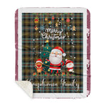 Personalized Gift Tartan Plaid Blanket Clan Farquharson Weathered With Funny Santa Snowman Reindeer Merry Christmas Gift Sherpa Blanket, blue plaid sherpa blanket,blue tartan sherpa blanket,Buchan,buffalo plaid sherpa blanket,christmas sherpa blanket,Christmas Throw Blanket