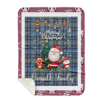 Personalized Gift Tartan Plaid Blanket Clan Boswell With Funny Santa Snowman Reindeer Merry Christmas Gift Sherpa Blanket, blue plaid sherpa blanket,blue tartan sherpa blanket,Buchan,buffalo plaid sherpa blanket,christmas sherpa blanket,Christmas Throw Blanket