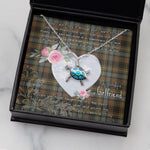 Sea Turtle Necklace Gift for My Beautiful Girlfriend Valentines Necklace Clan Stewart Hunting Weathered Tartan Blue Turtle Necklace